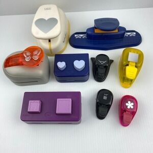 Craft Paper Punch Lot of 9 Hearts Edges Butterfly Postage Stamp Mixed Lot